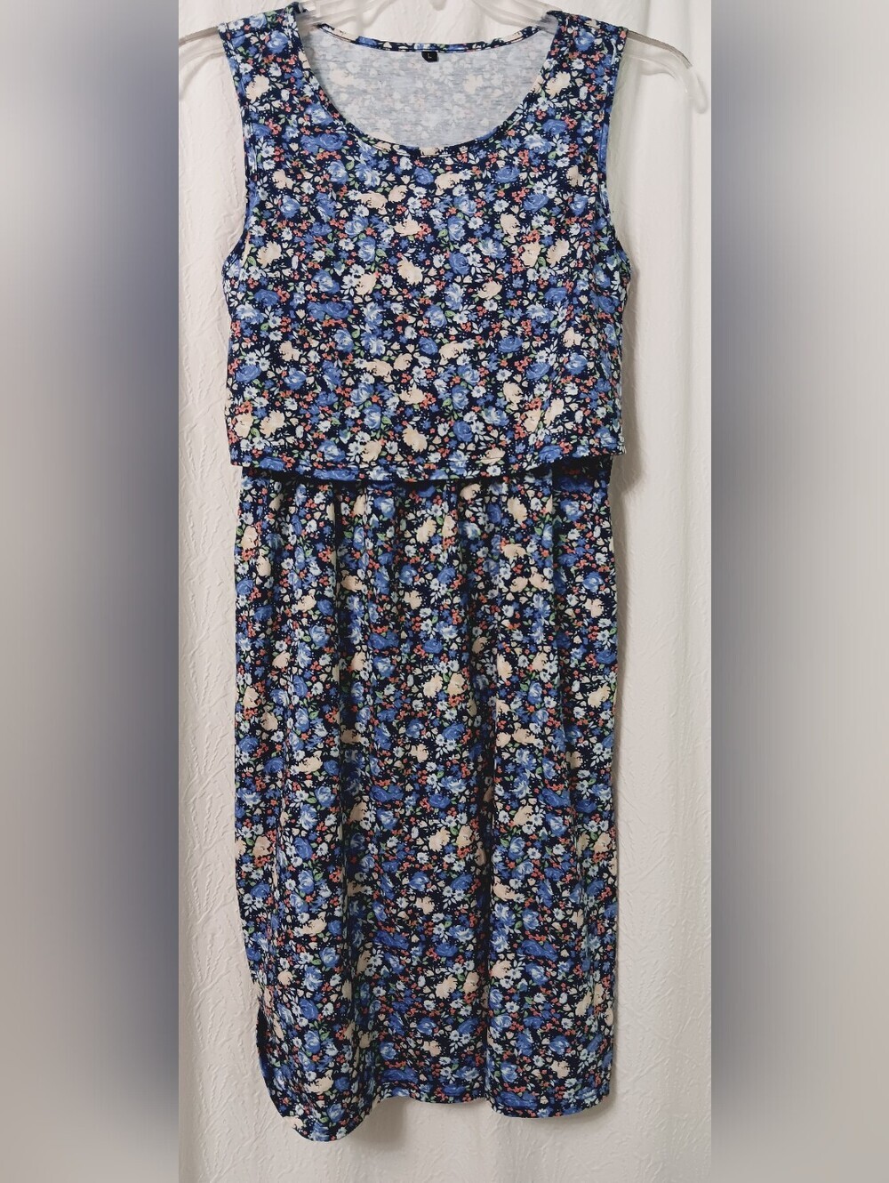 3X$25.  Navy Blue Floral Sleeveless Dress